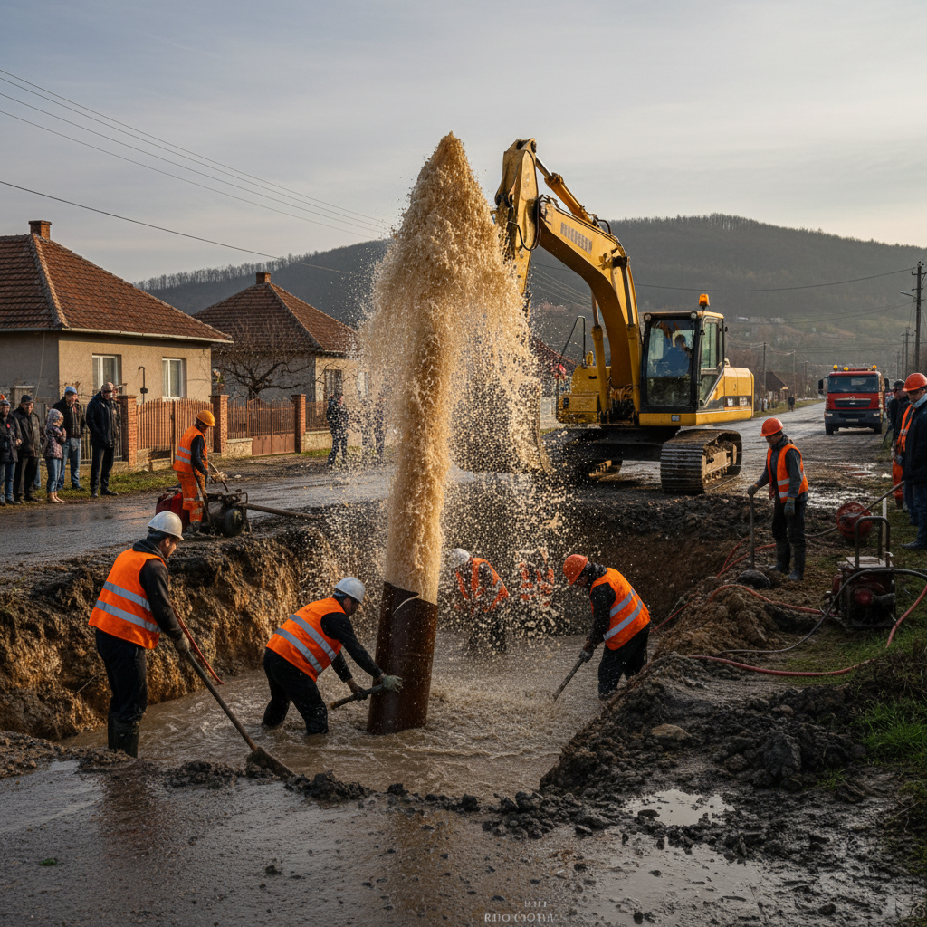 Avarie gravă la conducta de apă potabilă DN 250 mm în Sighetu Marmației