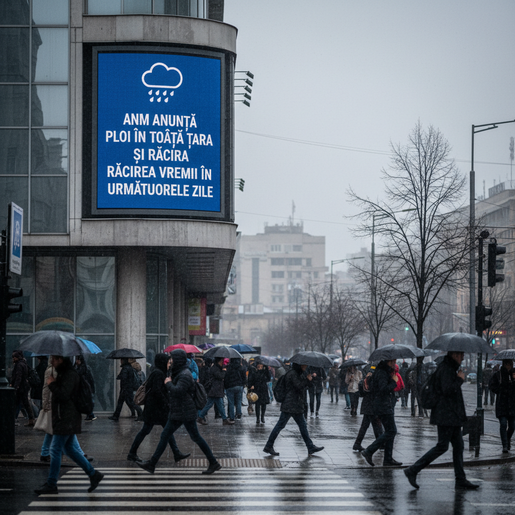 ploi în toată țara și scădere semnificativă a temperaturilor în următoarele zile