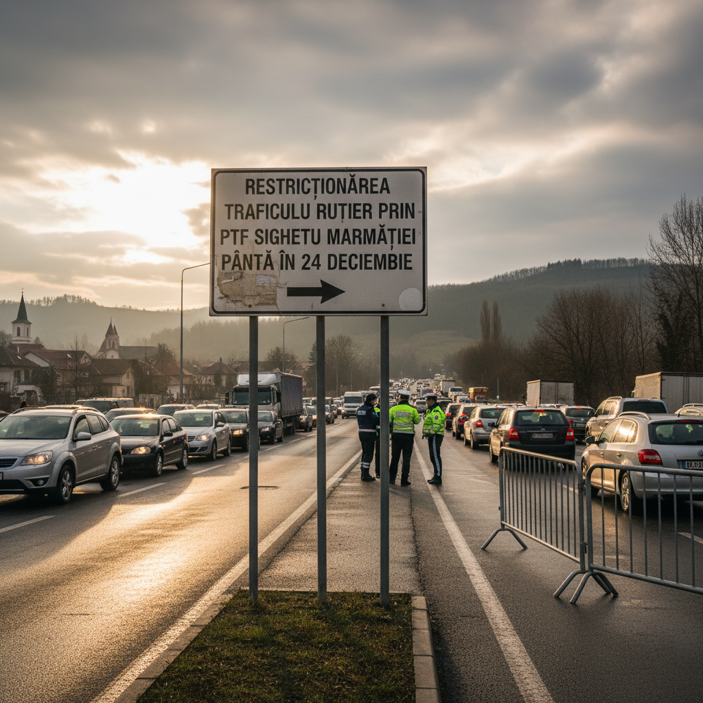 Restricții de trafic rutier la PTF Sighetu Marmației până pe 24 decembrie