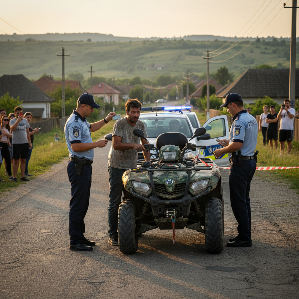 Șofer băut, fără permis și cu ATV neînmatriculat, prins după urmărire în trafic la Cetățele