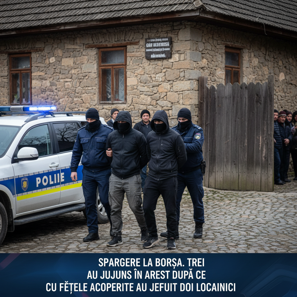 Trei suspecți arestați după jaf asupra a doi localnici cu fețele acoperite